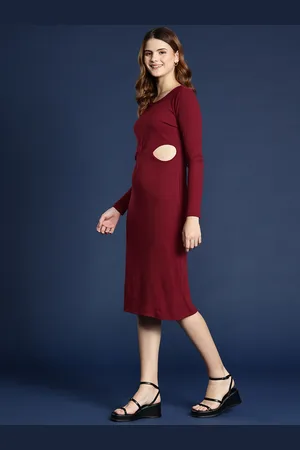 Mast & Harbour Ribbed Cut-Out Sheath Midi Dress