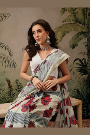 silk land Fusion Chanderi Cotton Digital Print Saree