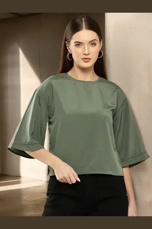 Chemistry Lace Insert Detail Flared Sleeve Top