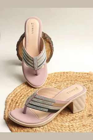 Denill Western - Embellished Open Toe Block Heeled Sandals