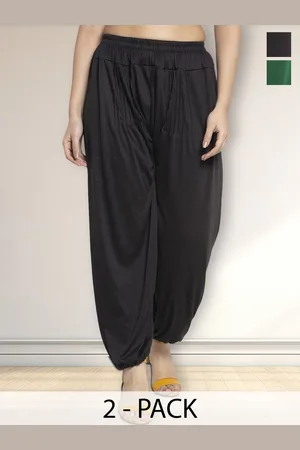 Jinfo Women Black Green Viscose lycra Patiala Pants