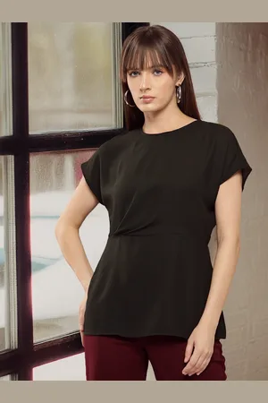 Chemistry Extended Sleeves Cinched Waist Top with Tie-Up Detail