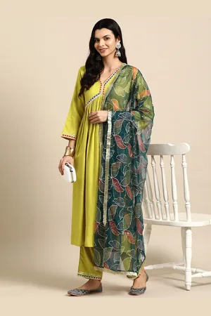 anayna Women Pleated Gotta Patti Kurta with Trousers & With Dupatta