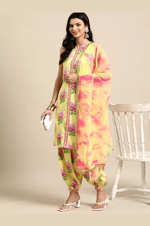 anayna Women Floral Printed Regular Gotta Patti Kurta with Harem Pants & With Dupatta