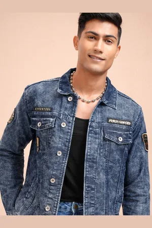 LocoMotive Men Blue Solid Denim Jacket