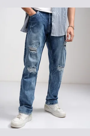 Highlander Men Straight Fit Mildly Distressed Light Fade Stretchable Jeans
