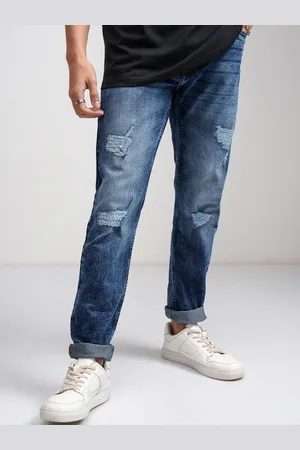 Highlander Men Blue Tapered Fit Mid-Rise Mildly Distressed Light Fade Stretchable Jeans