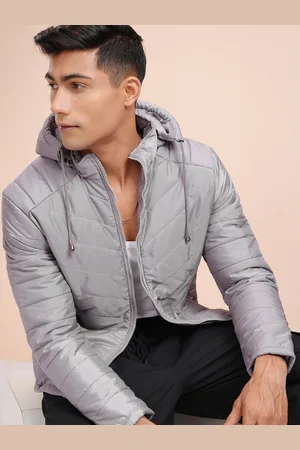 LocoMotive Men Grey Solid Padded Jacket