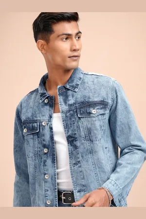 LocoMotive Men Blue Solid Denim Jacket