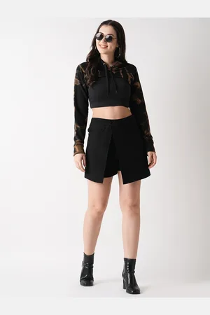 Globus Black Regular Fit Mid-Rise Skorts