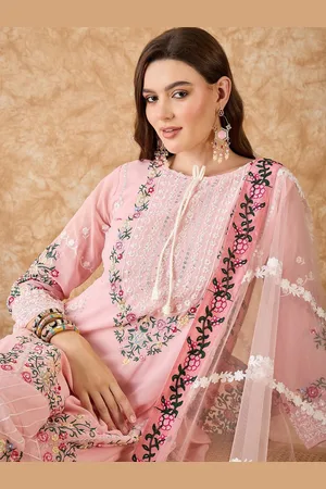 Sangria Floral Embroidered Unstitched Dress Material