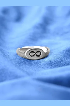 CLARA Men 925 Sterling Silver Platinum-Plated Adjustable Finger Ring