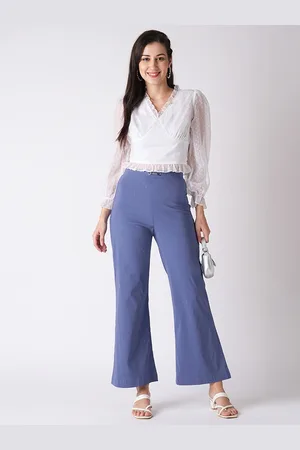 Globus Women Blue Flared Mid-Rise Bootcut Trousers