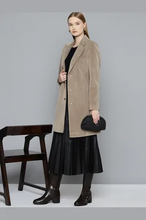 Chemistry Women Suede Notched Lapel Overcoat