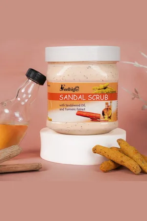 FEELHIGH Sandal Scrub Enriched With Sandal & Turmeric For Face & Body Use 500 gm