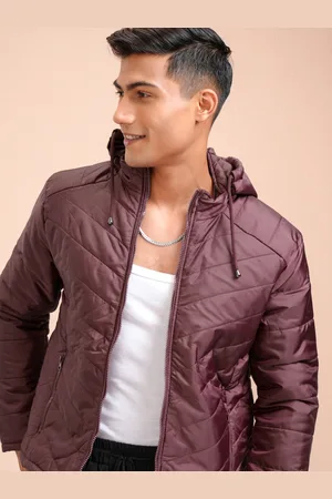 LocoMotive Men Maroon Solid Padded Jacket