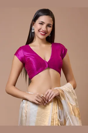 SALWAR STUDIO Women V Neck Short Sleeves Readymade Blouse