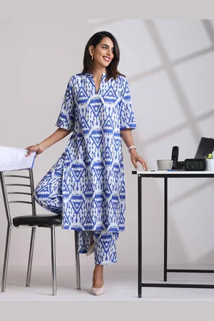 trueBrowns Women Ethnic Motifs Printed Regular Pure Cotton Kurta with Trousers