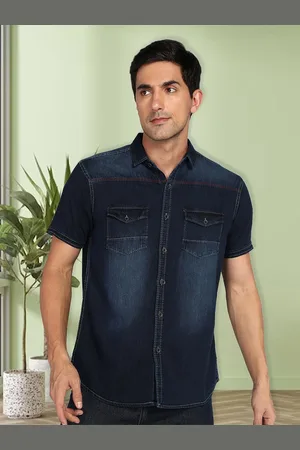 Kuons Avenue Smart Slim Fit Faded Spread Pocket Denim Casual Shirt