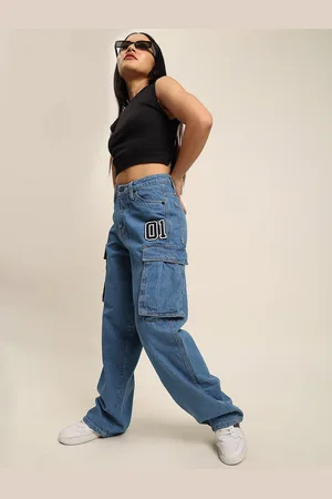Bene Kleed Women Badge Work High Rise Relaxed Fit Cargo Jeans