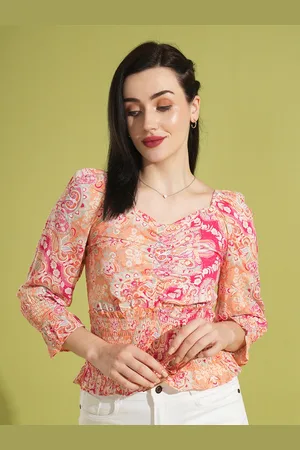 Globus Women Floral Printed Sweetheart Neck Top