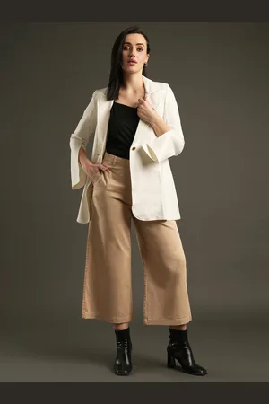 Globus Women Relaxed Wide Leg Mid-Rise Trousers