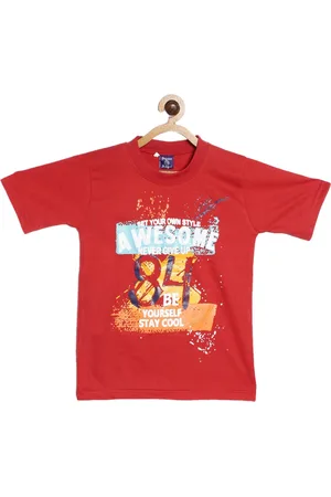 Sweet Angel Boys Red Printed Round Neck T-shirt