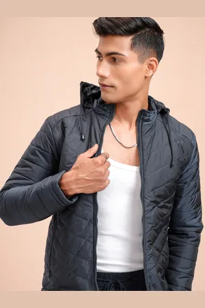 LocoMotive Men Navy Blue Colourblocked Puffer Jacket