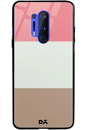 DailyObjects Pink & White Colourblocked Triplet OnePlus 8 Pro Glass Case