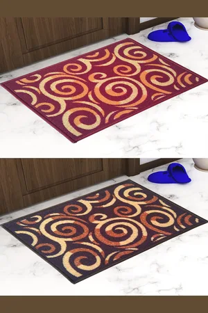 Athom Trendz Set Of 2 Patterned Anti Skid Rectangular Door Mats