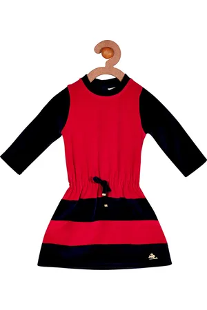 Cherry Crumble Girls Red & Blue Striped Fit &Flare Dress