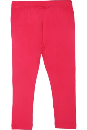 De Moza Girls Fuchsia Pink Solid Ankle Length Leggings
