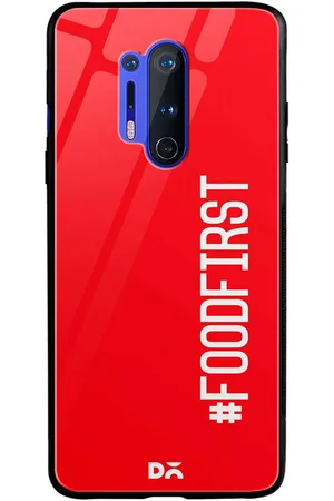 DailyObjects Red & White Food First OnePlus 8 Pro Glass Case