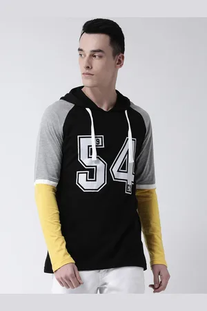 Club York Men Black Varsity Printed Applique T-shirt