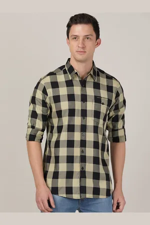 MERCHANT MARINE Men Black Classic Slim Fit Buffalo Checked Casual Shirt