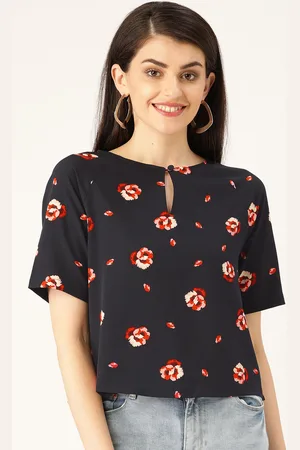 Invictus Women Black & Red Floral Printed Top