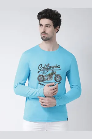 Friskers Men Turquoise Blue Printed Round Neck T-shirt