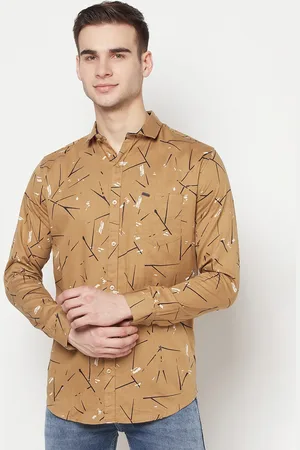 Purple State Men Brown Slim Fit Printed Casual Shirt