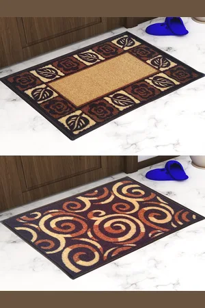Athom Trendz Set Of 2 Patterned Anti Skid Rectangular Door Mats