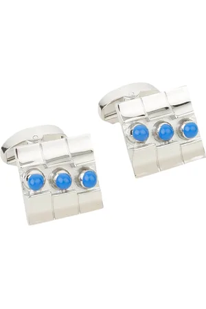 Alvaro Castagnino Silver-Toned & Blue Square Cufflink