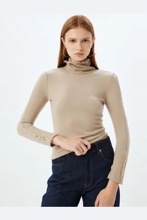 Koton Women Solid High Neck T-shirt