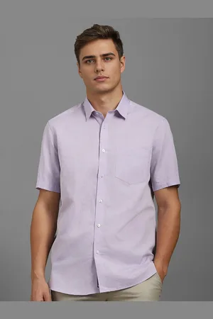 Louis Philippe Men Classic Fit Spread Collar Solid Cotton Linen Casual Shirt