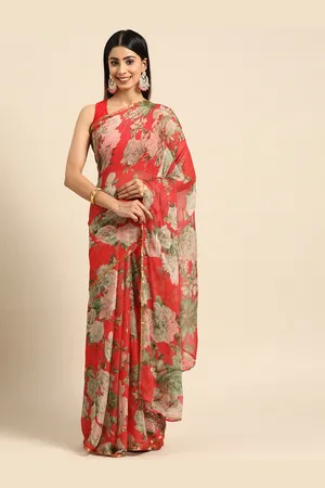 ZARI Floral Printed Art Silk Saree