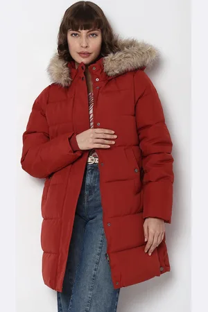 VERO MODA Hooded Faux Fur Trim Parka Longline Jacket