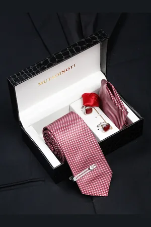 MUTAQINOTI Men Checked Formal Accessory Gift set