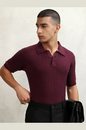 Highlander Men Knitted Textured Polo Collar Tshirt