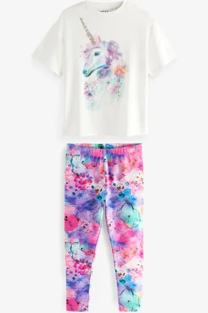 Next Girls Unicorn Print with Sequin T-shirt & Printed Leggings