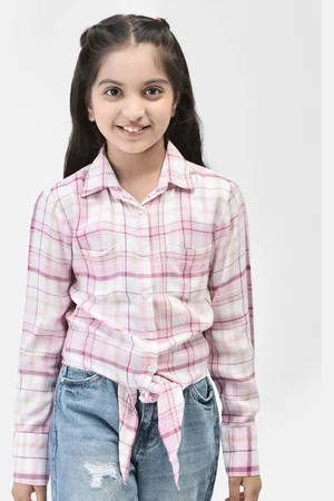 Crimsoune Club Girls Checked Tie Ups Casual Shirt
