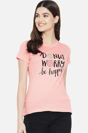 Corsica Women Regular Fit Typography Printed Round Neck Cotton T-shirt