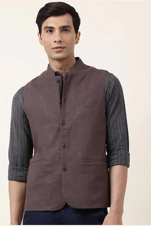 Fabindia Slim Fit Pure Cotton Woven Nehru Jacket